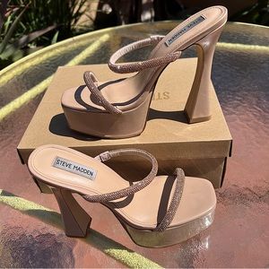 ✨Steve Madden Zayne Rose Multi Sparkle Chunky Heel size 9
